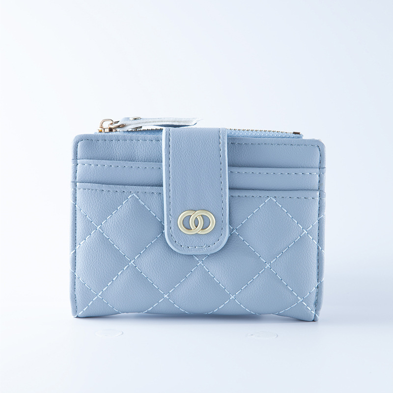 Versión coreana de la billetera de las señoras, bordado de fragancia pequeña, monedero de PU multifuncional, billetera transfronteriza de sentido avanzado para mujer