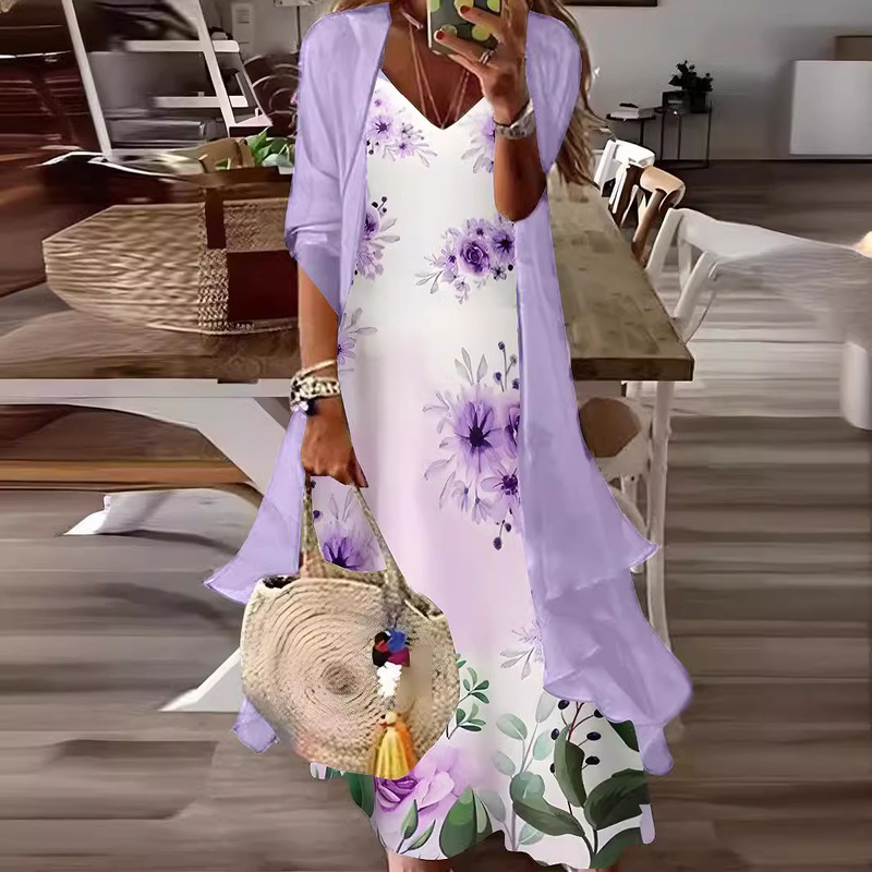 Spot Cross-Border 2025 European and American Summer Women's Clothing Printed Holiday Suspender Long Skirt Indian Style Large Swing Skirt Two-Piece Set Spot Cross-Border 2025 European and American Summer Women's Clothing Printed Holiday Suspender Long Skirt Indian Style Large Swing Skirt Two-Piece Set
