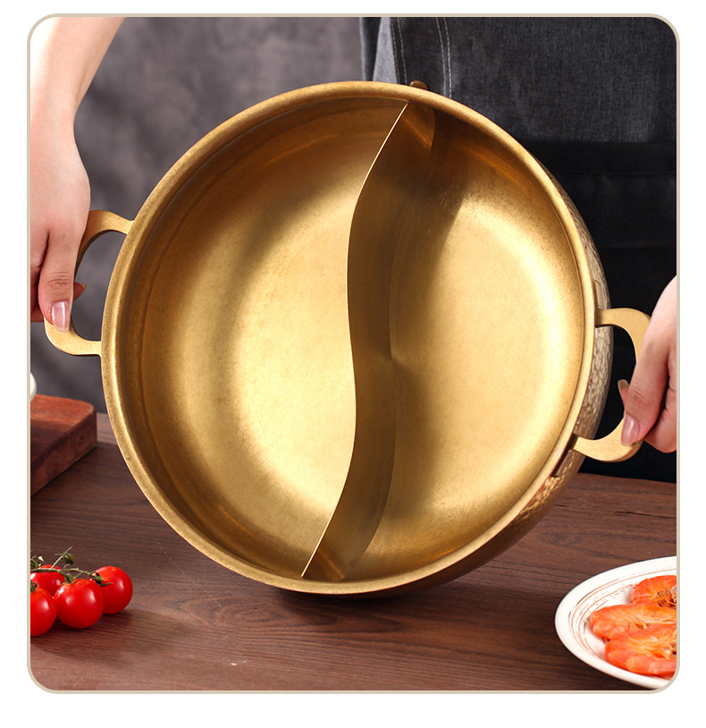 Caquelon à fondue inox martelé à double compartiment induction_voghion.com