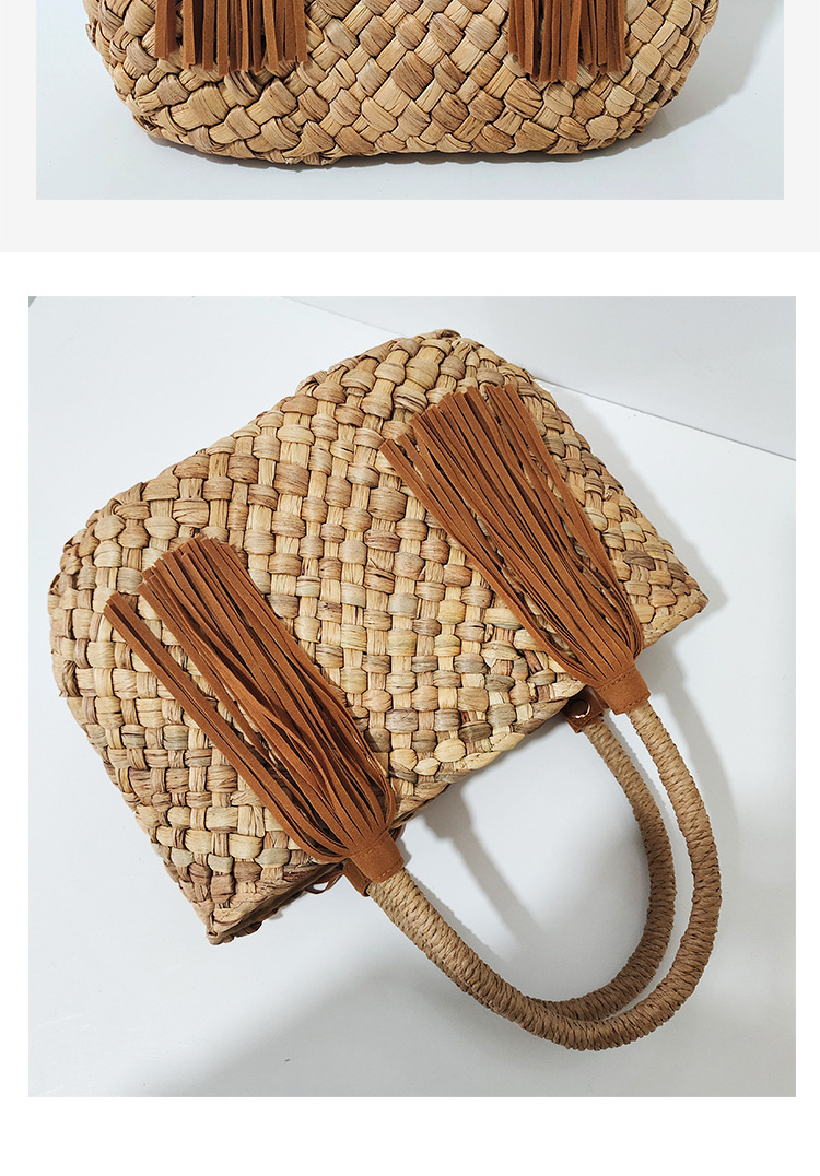 Gourd Grass HandWoven Summer New Basket Straw Handbag Tassel Small Shoulder Bagpicture1