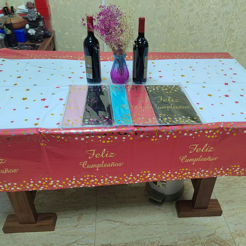 Mantel desechable transfronterizo para fiesta de cumpleaños fiesta navideña decoración a color película metálica de aluminio engrosado al por mayor
