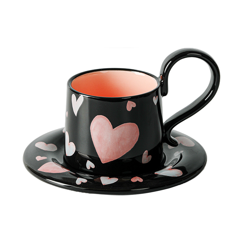 Amor arco taza de café y plato conjunto de caja de regalo para la casa de bodas regalo de regalo de cumpleaños té de la tarde