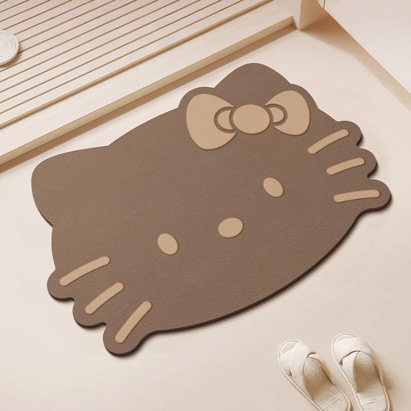 Retro-Style Cartoon Cute Bathroom Floor Mat, Easy-Care Foot Mat for Bathroom Entrance, Diatomaceous Earth Water-Absorbing Quick-Drying Floor Mat