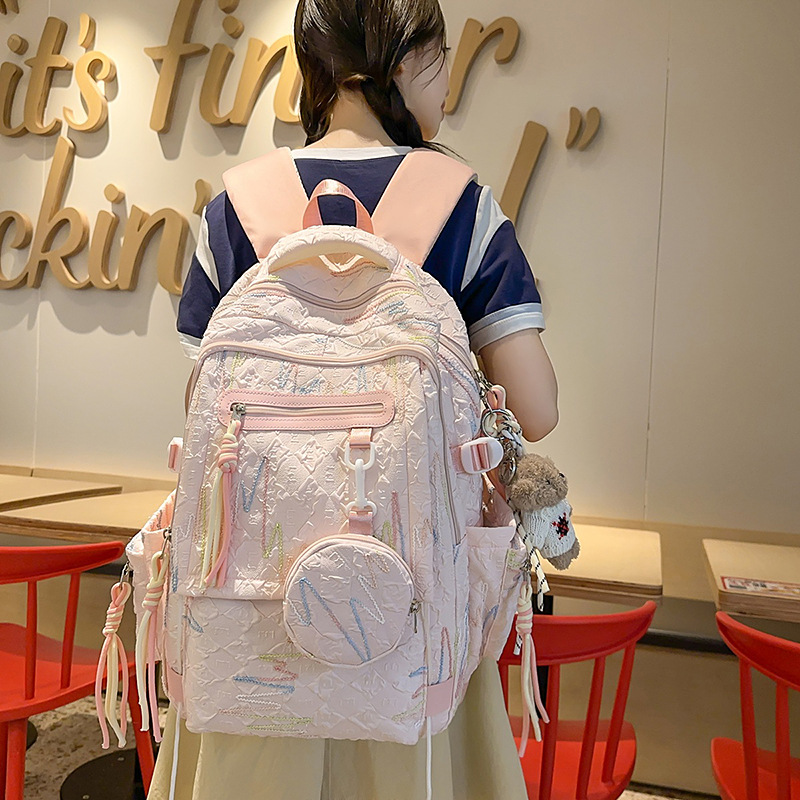 Korean and Japanese Style Trendy School Backpack for Students, Versatile Commuter Crossbody Bag, Large Capacity Double Shoulder Bag