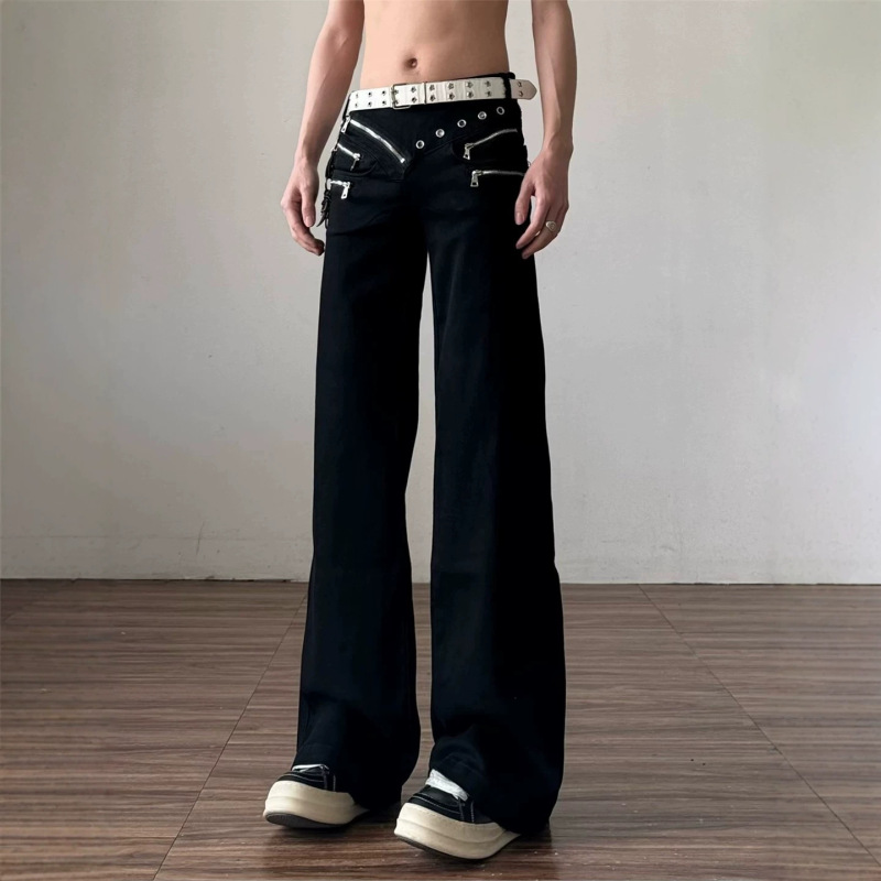 Black American Retro Loose Flared Jeans for Men and Women, High Street Vibe, Stylish Slimming Straight-Leg Flared Pants, Trendy