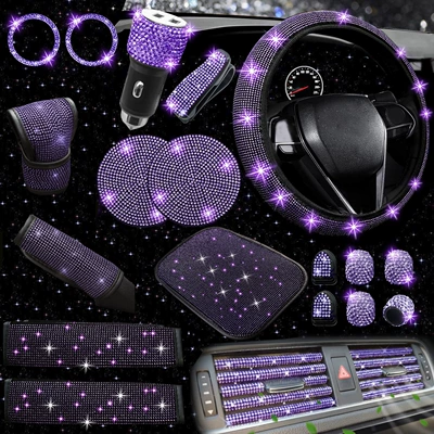 Steering wheel cover: car steering wheel cover safety belt - light-purple-38cm