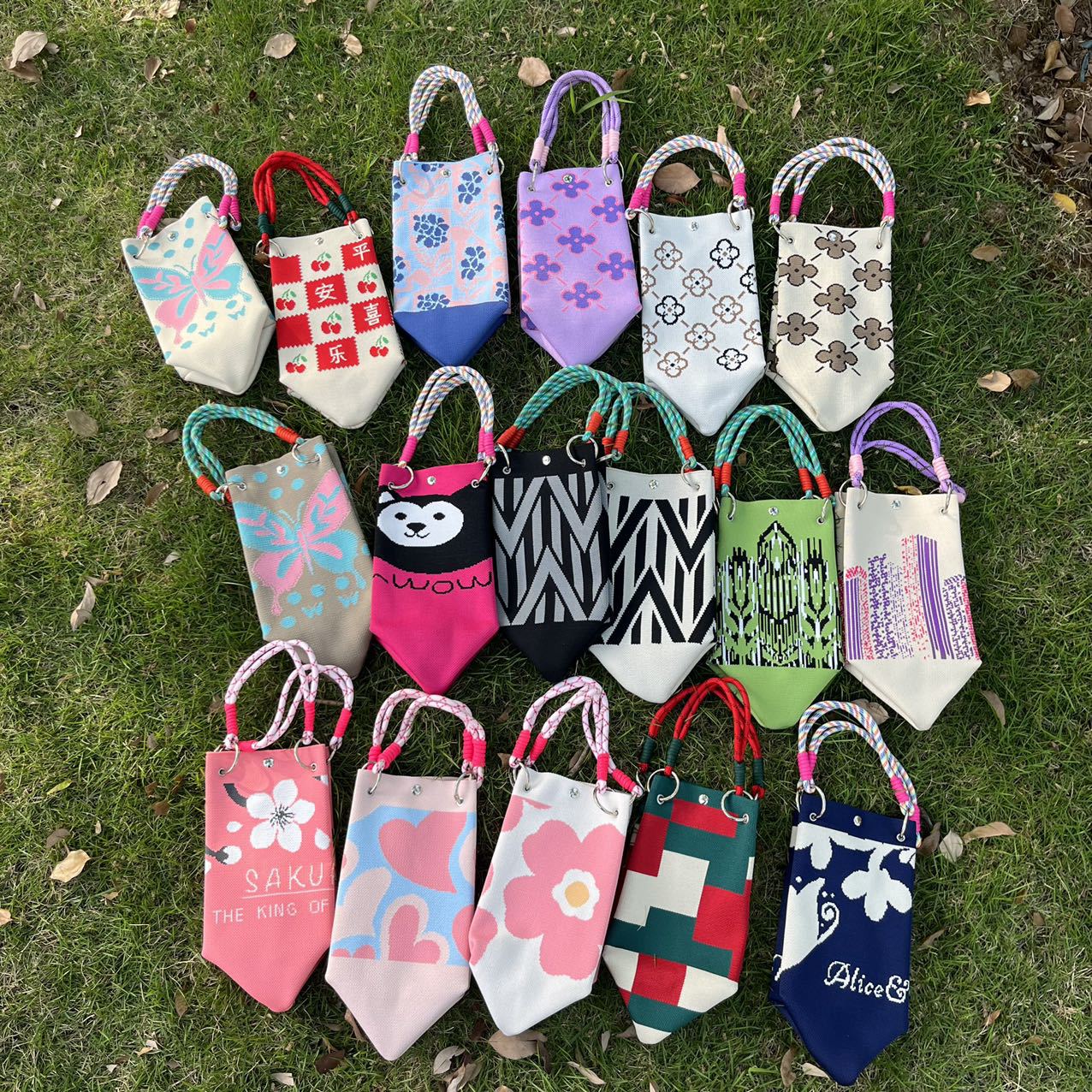 跨境直发编织水桶包时尚发财包大容量手拎包日常通勤针织手提袋包