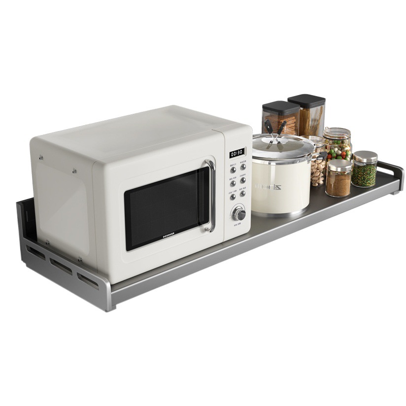 Kitchen Storage Rack Punch-free Wall-mounted Seasoning Wall-mounted Household Microwave Oven Rack Gun Ash Multifunctional Storage Rack