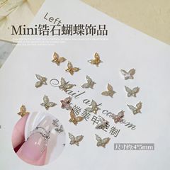 ミニ蝶ジルコンネイルアートジュエリースーパーフラッシュ指先三次元シルバー小さな蝶馬の目ジルコン合金ネイルアートダイヤモンド
