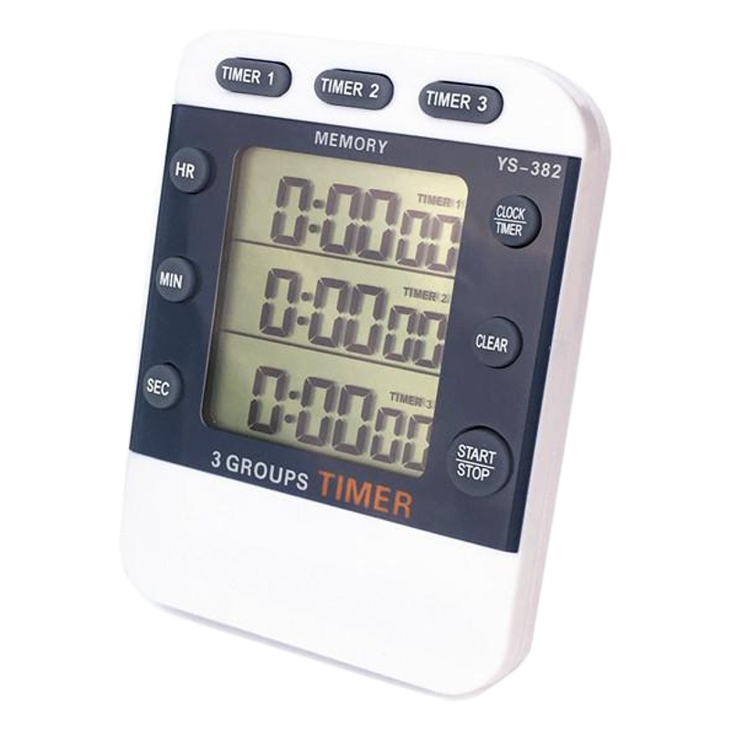Versión mejorada ys382 pantalla grande de tres canales temporizador electrónico estudiante temporizador de cocina experimento recordatorio comercio exterior