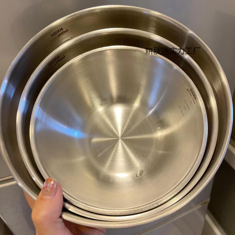 316 ステンレス鋼のサラダボウル家庭用キッチン厚みのある大型調理食品グレードの卵と小麦粉のフルーツベーキング|undefined