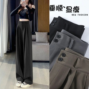 Suit Pants for Women Spring and Autumn New Style High Waist Slimming Drape Straight Casual Loose Wide Leg Pants Cross-Border Wholesale