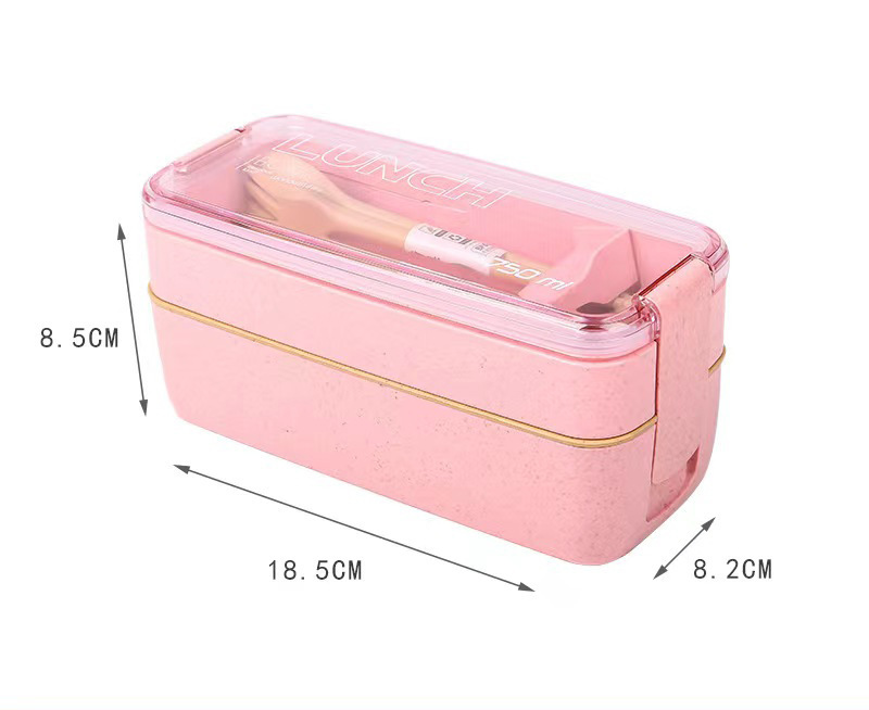 Lonchera de paja de trigo vajilla Coreano lonchera de doble capa trabajador de oficina estudiante lonchera portátil horno microondas calefacción