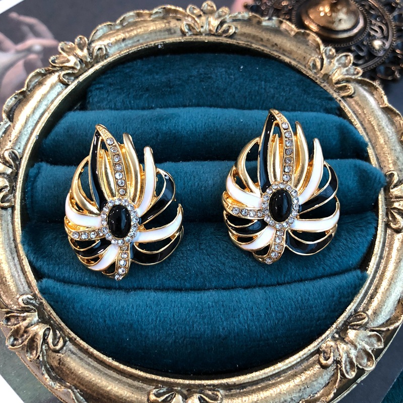 Color Block Pattern Women's Gender Wholesale Jewelry Ethnic Style Color Block Alloy Rhinestones Gold Plated Enamel Plating Inlay Earrings Brooches
