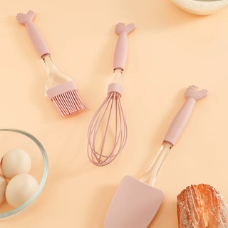 动物手柄硅胶厨具三件套 厨房创意家用食品级耐高温烘焙工具