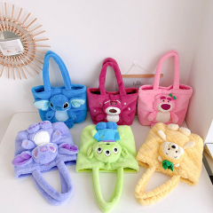 New style cartoon plush doll shoulder bag Stitch Strawberry Bear Three-Eyed Bear Pineapple Bear bags factory direct sales
