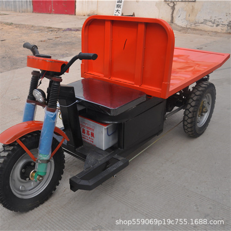 1000W动力载重1吨型电动平板拉砖车 车厢尾部后翘式电瓶装窑车