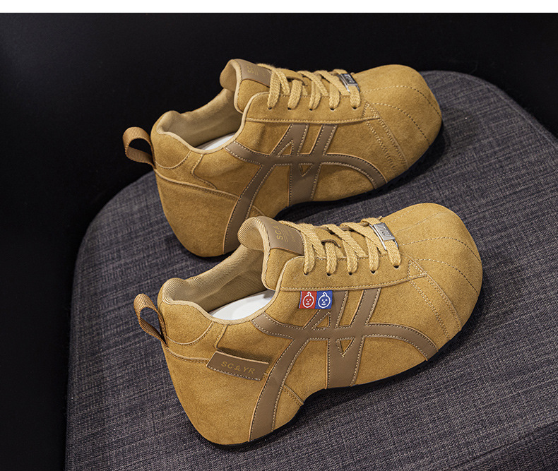 Giày sneaker nữ chunky đế dày phong cách Birkenstock mũi to, thời trang retro Mỹ, tăng chiều cao — M2982 li đơn màu vàng, M2982-1 màu nâu cộng với nhung, M2982-1 màu xám nhung, M2982 lớp lót đơn màu xám chi tiết 16