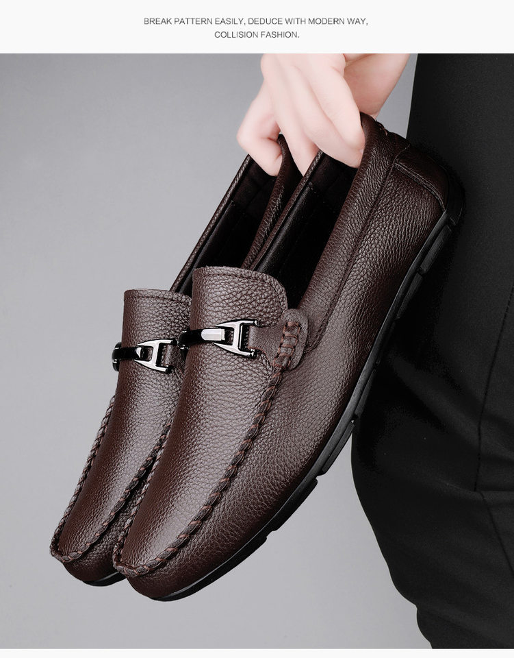 Giày lười nam da bò mềm mũi tròn đế bằng — Z1166 màu đen, Z1166 nâu chi tiết 21