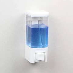 メーカー直供手動壁掛け式双頭石けん液器透明プラスチック石けん液箱500ミリリットル * 2 ABS