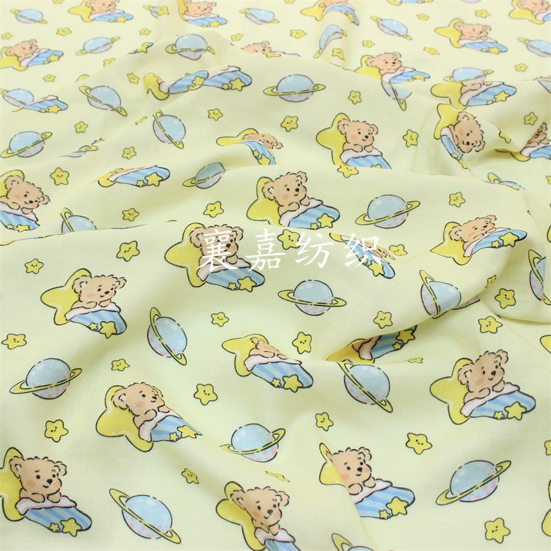 Bamboo fiber double-layer gauze fabric cartoon digital print baby clothing pajama fabric