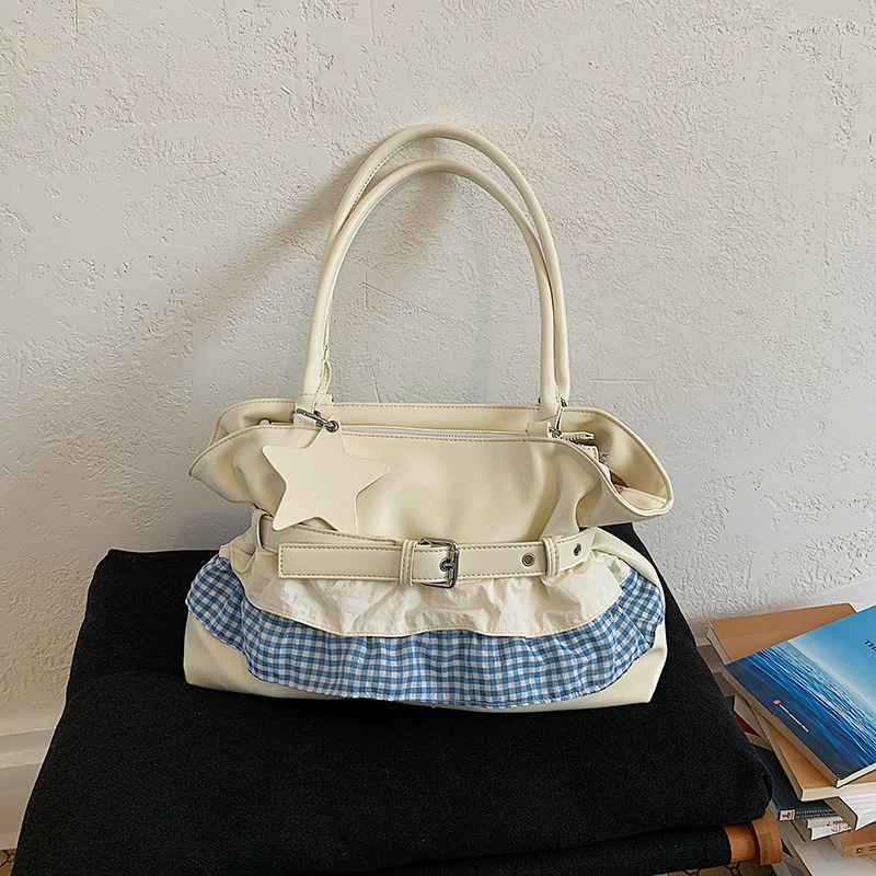 Coreano dulce hermana cuadrada de encaje bolso debajo de la axila mujeres 2026 verano diario viento universitario gran capacidad mochila de viaje