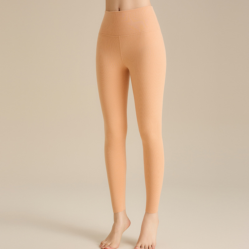 (2개) 가을과 겨울 원적외선 캐시미어 단백질 레깅스 여성 궁전 보호 안티 박테리아 가을 바지 슬림 수직 스트립 하이 에디션 따뜻한 바지