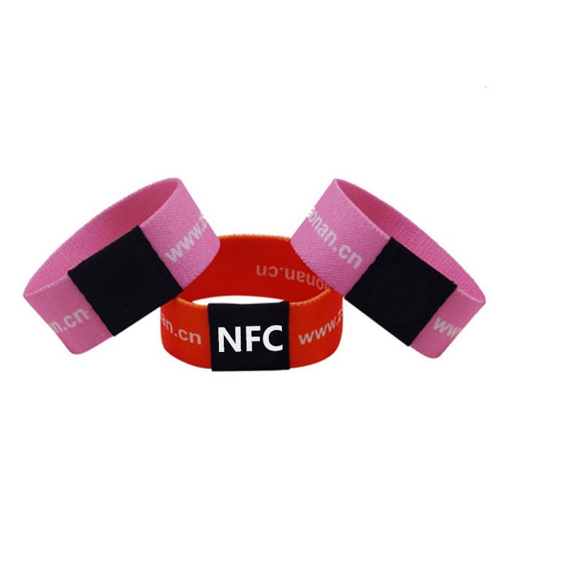 Customized Rfid Smart Card One-Time Identification Wristband Polyester Heat Transfer Wristband Woven Label Bracelet Ticket Card