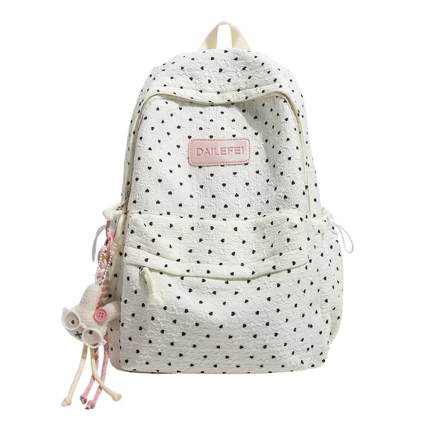 Girly style polka dot plaid backpack for female students, lightweight, large capacity, pink daily backpack, new model Chenglan