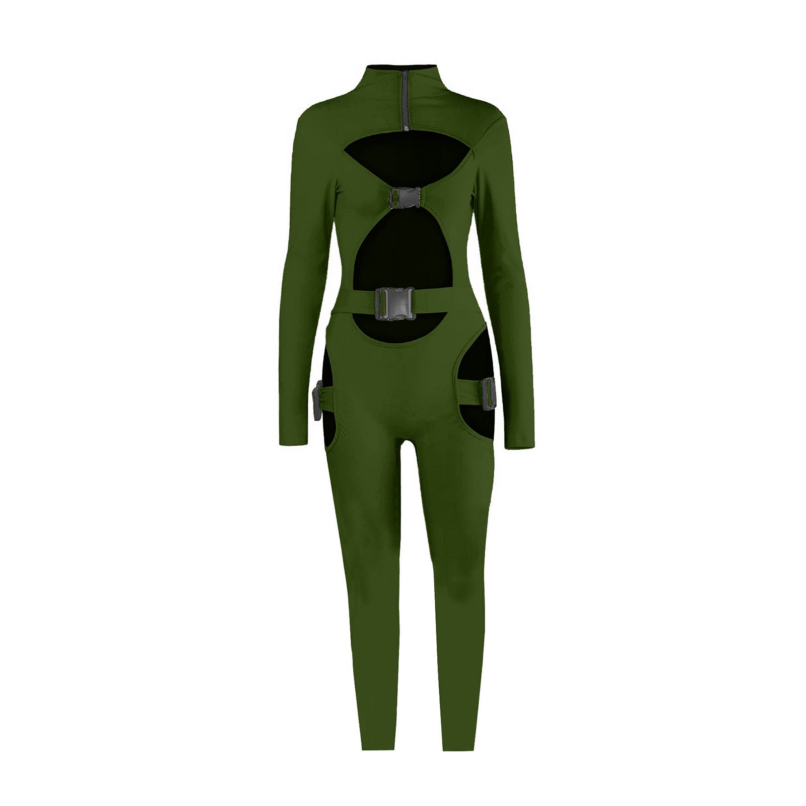 2021 Amazon eBay primavera jinete de Mujer Pantalones fluorescente verde libro bolsa hebilla manga larga pantalones de una sola pieza image 5