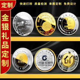纪念币定制企业年会收藏纪念礼品999纯金银铜币合金纪念章定做