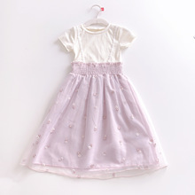 新品日单童装尾货110-130女孩夏季连衣裙收腰刺绣打揽中小童裙子