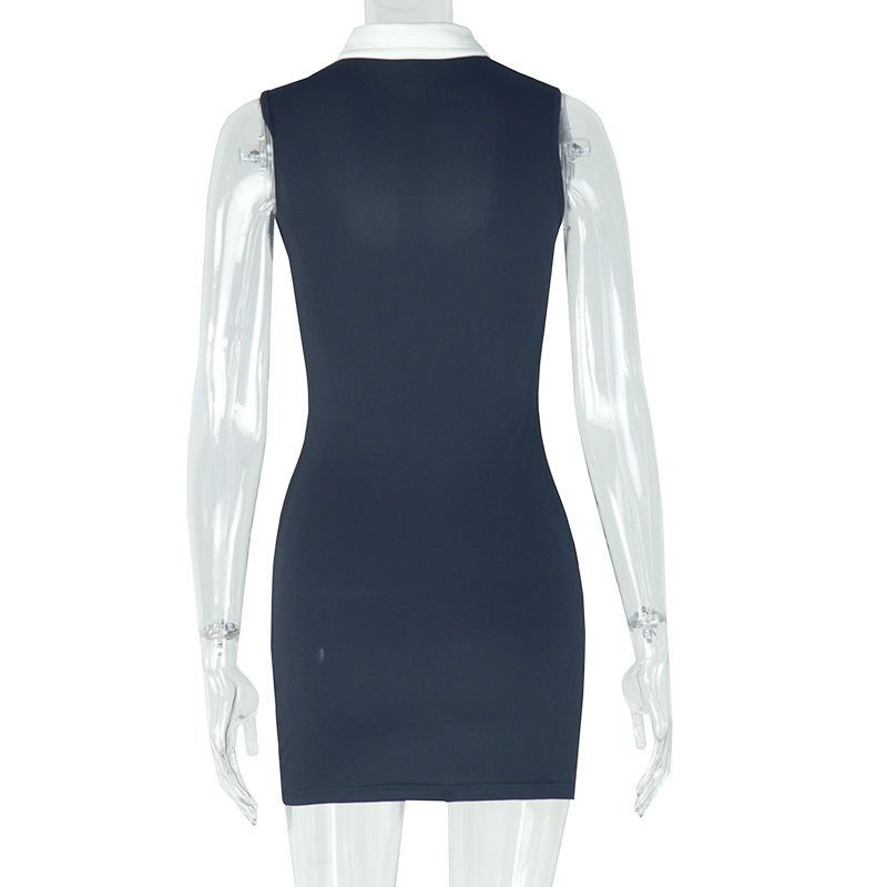 Autumn Women Clothing Fashionable Elegant Faux Two Piece Solid Color Hip Sleeveless round Neck Short Dress 7 Autumn Women Clothing Fashionable Elegant Faux Two Piece Solid Color Hip Sleeveless round Neck Short Dress