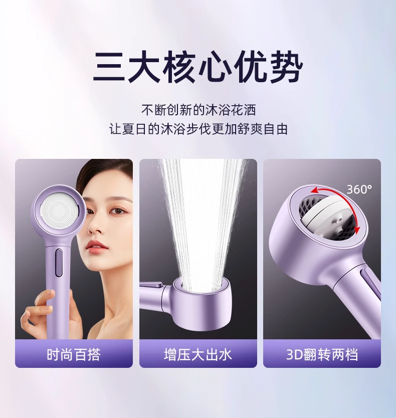 Super strong backwash pressurized shower head, household bathroom showerhead, one-button water-stop shower head undefined