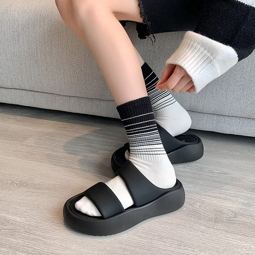 Zhuji Socks Autumn Dopamine Striped Knee-High Socks, Wearable Trendy Pure Cotton Spring and Autumn Colored Women's Pink Knee-High Socks