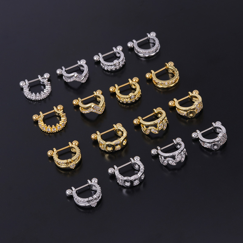 Ear Cartilage Rings & Studs Geometric Copper Plating Artificial Gemstones display picture 17