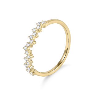 Silver Gold Plated Diamond Row Ring Light Gold Small Ring 9k10k14k18k Gold Set Moissanite Cultivation Diamond Ring Women
