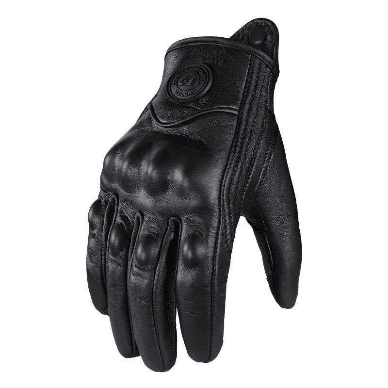 Motocicleta guantes de piel de oveja retro motociclista montar cuatro estaciones a prueba de viento, transpirable, a prueba de caídas, cálido otoño verano invierno