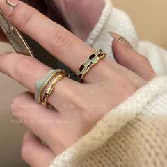 Double Chessboard Open Ring for Women, Trendy French Vintage Unique Finger Ring, 2023 New Design Sensibility Index Finger Ring