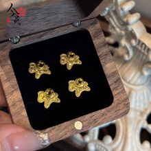 小红书同款复古碎冰马上有钱耳钉女新款简约小众设计感耳饰批发