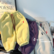 童装儿童加绒加厚羊羔绒保暖裤男童女童冬季新款时尚百搭裤子保暖