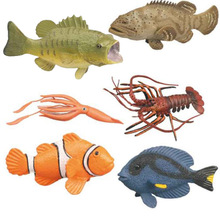 儿童玩具海洋动物仿真模型 鲨鱼石斑鱼龙虾章鱼模型早教玩具跨境