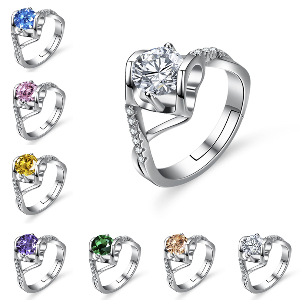 Cross-border s925 Sterling Silver 1 karat Women's Moissanite Ring Women's European and American Fashion Heart-shaped Ring Engagement Jewelry