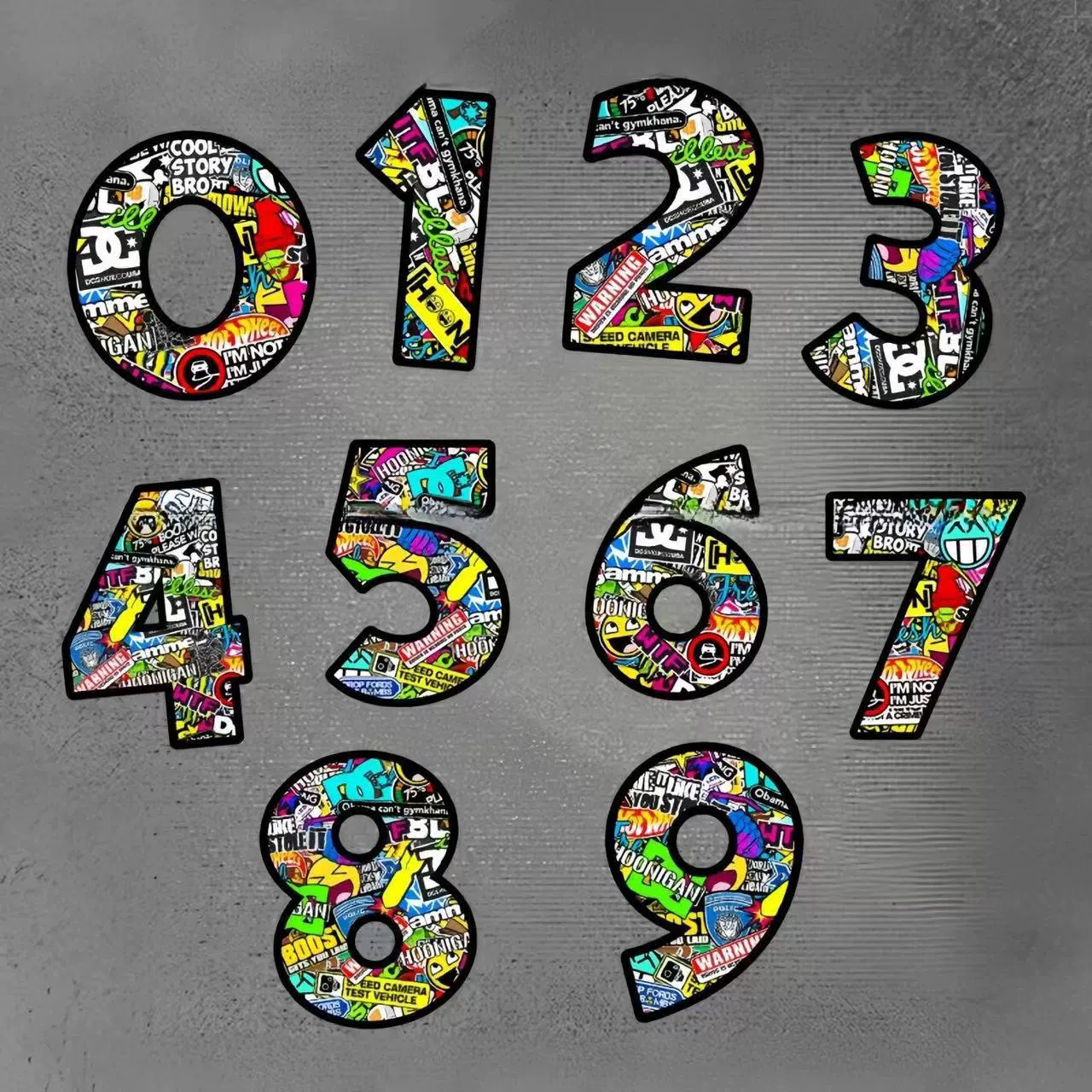 Граффити цифровые модные персонализированные наклейки креативный мотоциклетный шлем скейтборд багаж Светоотражающие украшения 0-9 наклеек