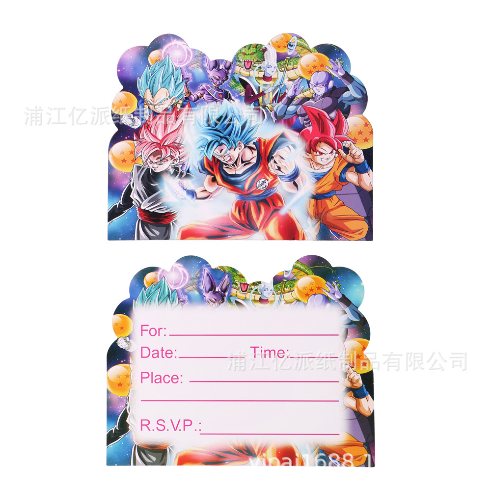 Nuevos siete bolas de dragón fiesta decoración atmósfera decoración prop bandeja de papel tazas de papel toallas de mesa set de cubiertos desechables