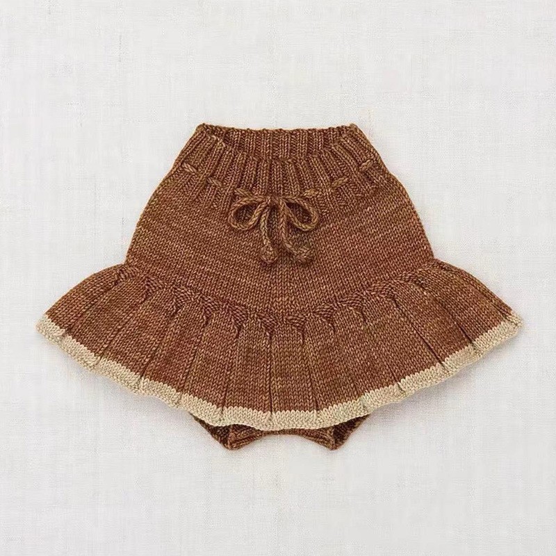 Brown color block culottes / 90cm