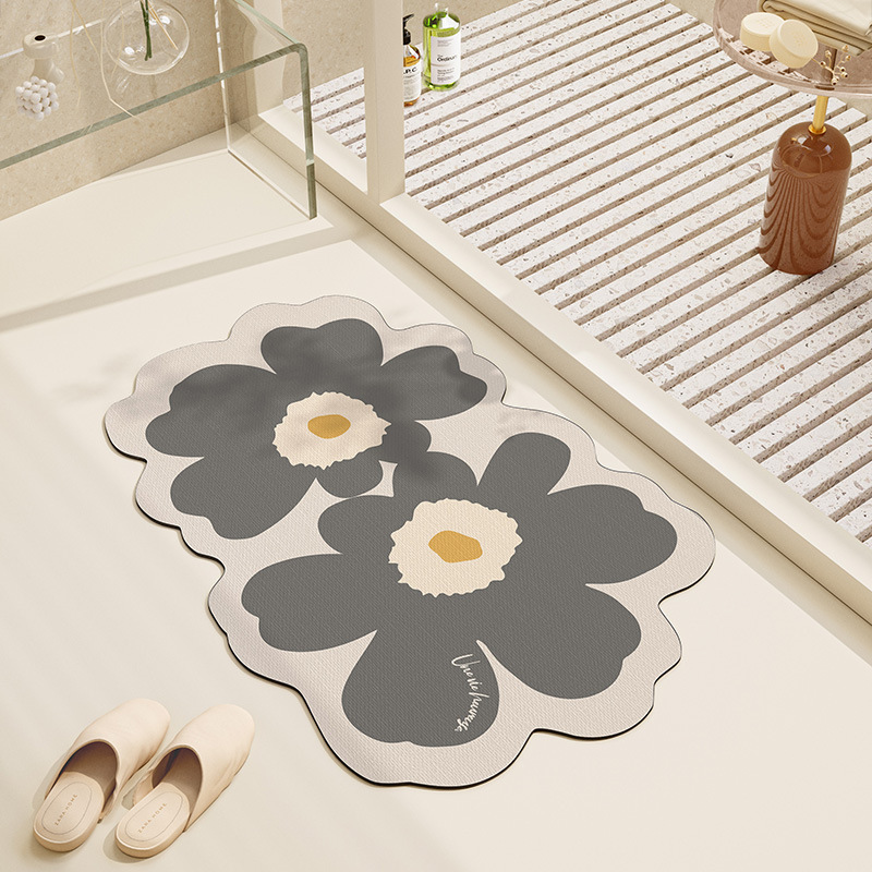 Household Bathroom Floor Mat Non-slip Toilet Door Mat Living Room Entrance Dirt-resistant Easy-care Foot Mat Diatom Mud Mat