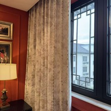 新款云山拂晓高档提花窗帘水墨画棉麻窗帘新中式法式雪尼尔窗帘批