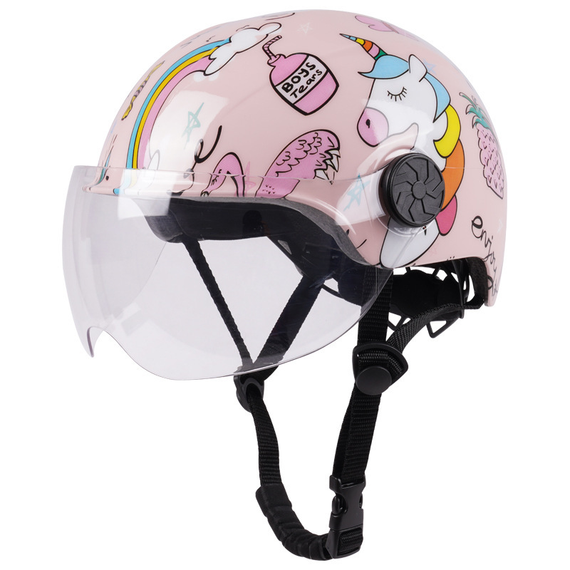 Casco de coche eléctrico para niños Casco de motocicleta de coche de batería para niños y niñas 3C certificado casco de seguridad de dibujos animados para bebés