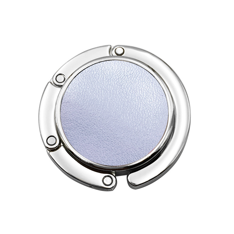 Venta caliente color sólido PU patrón imprimible de cuero Ronda plegable bolsa portátil gancho mesa lateral damas escritorio bolsa gancho